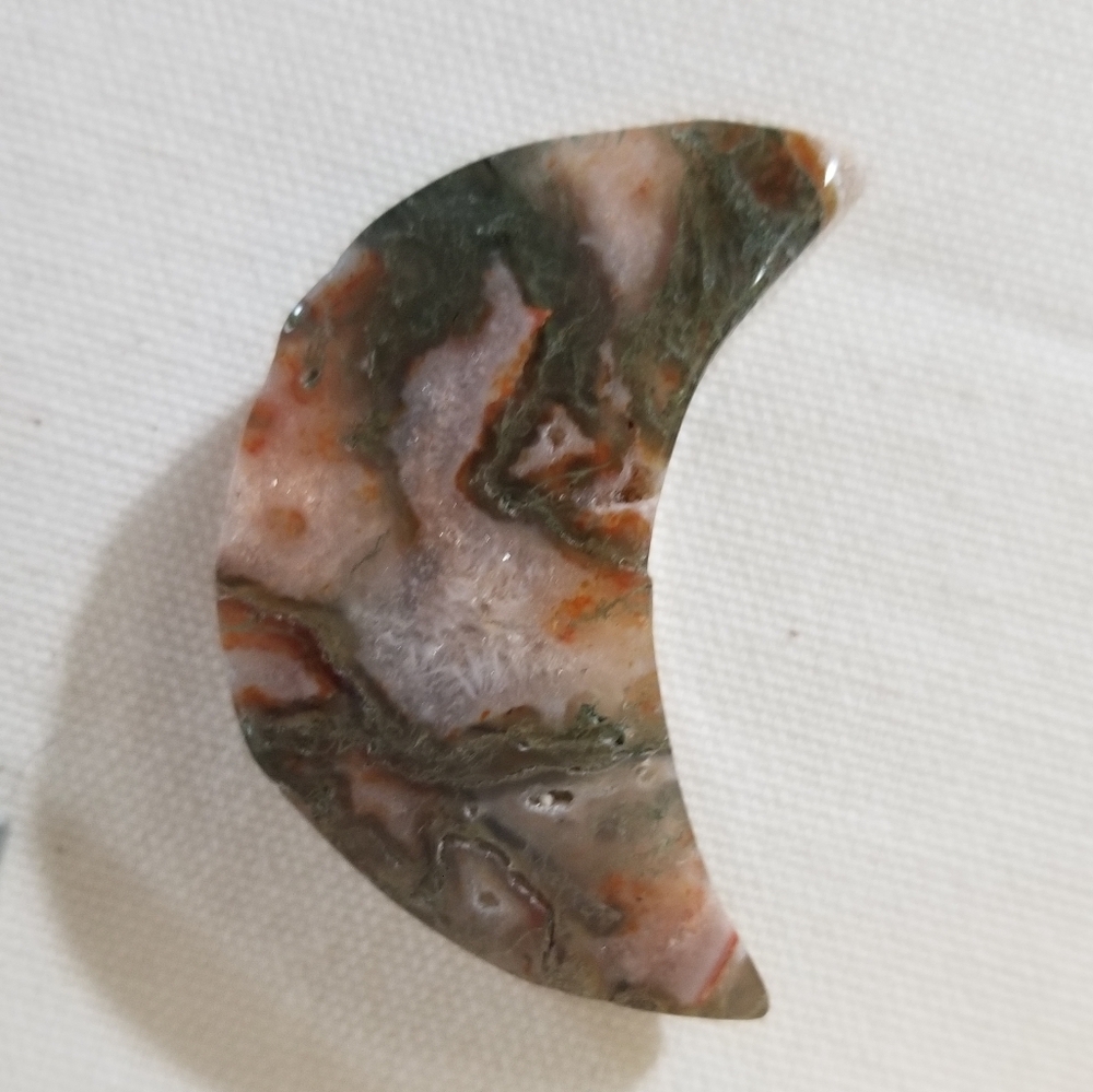 Red Moss Agate Crescent Moon - Picture 3 of 5